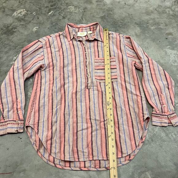 Maeve Anthropologie Vertical Striped Multicolor Lida Linen Long Sleeve Size S - Picture 2 of 6